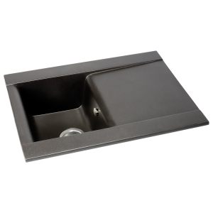 Aspekt Single Bowl Sink & Drainer in Black Metallic Granite