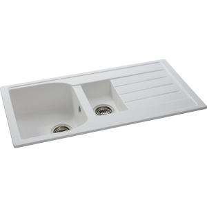 Oriel 1.5 Bowl Sink & Drainer in Frost White Granite
