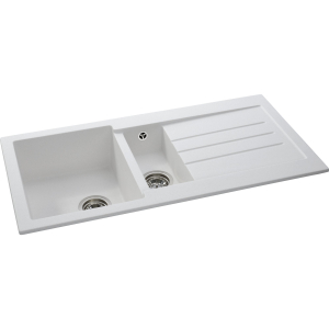 Xcite 1.5 Bowl Sink & Drainer in Frost White Granite