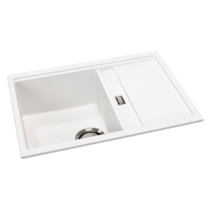 Synchronist 1.25 Bowl Compact Sink & Drainer in White Granite