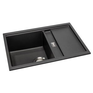 Synchronist 1.25 Bowl Compact Sink & Drainer in Black Metallic Granite