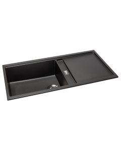 Synchronist 1.25 Bowl Large Sink & Drainer in Black Metallic Granite